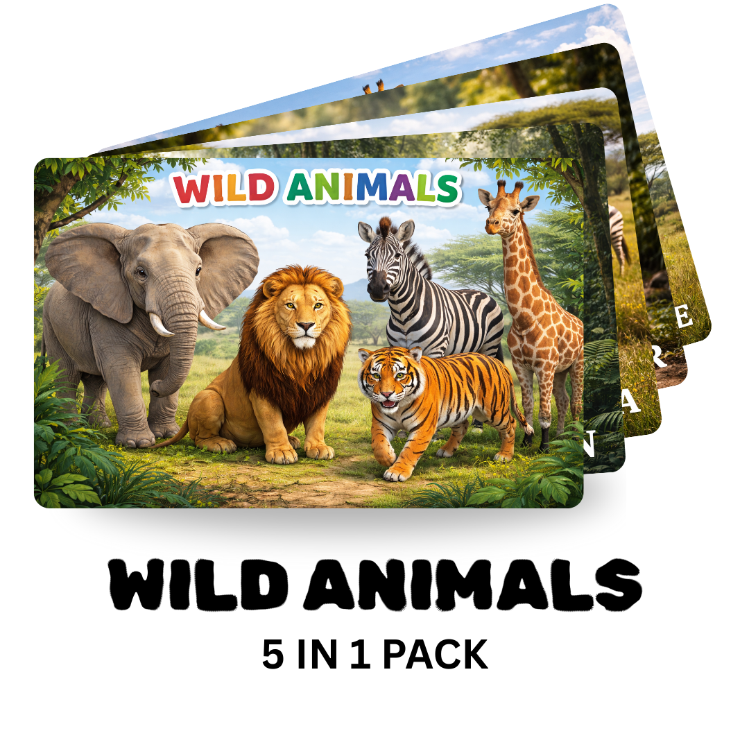 Wild Animals 5-in-1 Puzzle Value Pack - 120 Pieces Each - A4