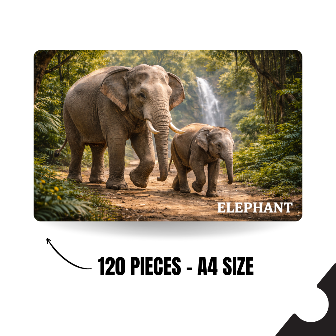Wild Animal - ELEPHANT - 120 Pieces Puzzle A4