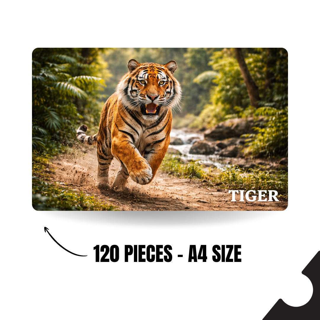 Wild Animal - TIGER - 120 Pieces Puzzle A4