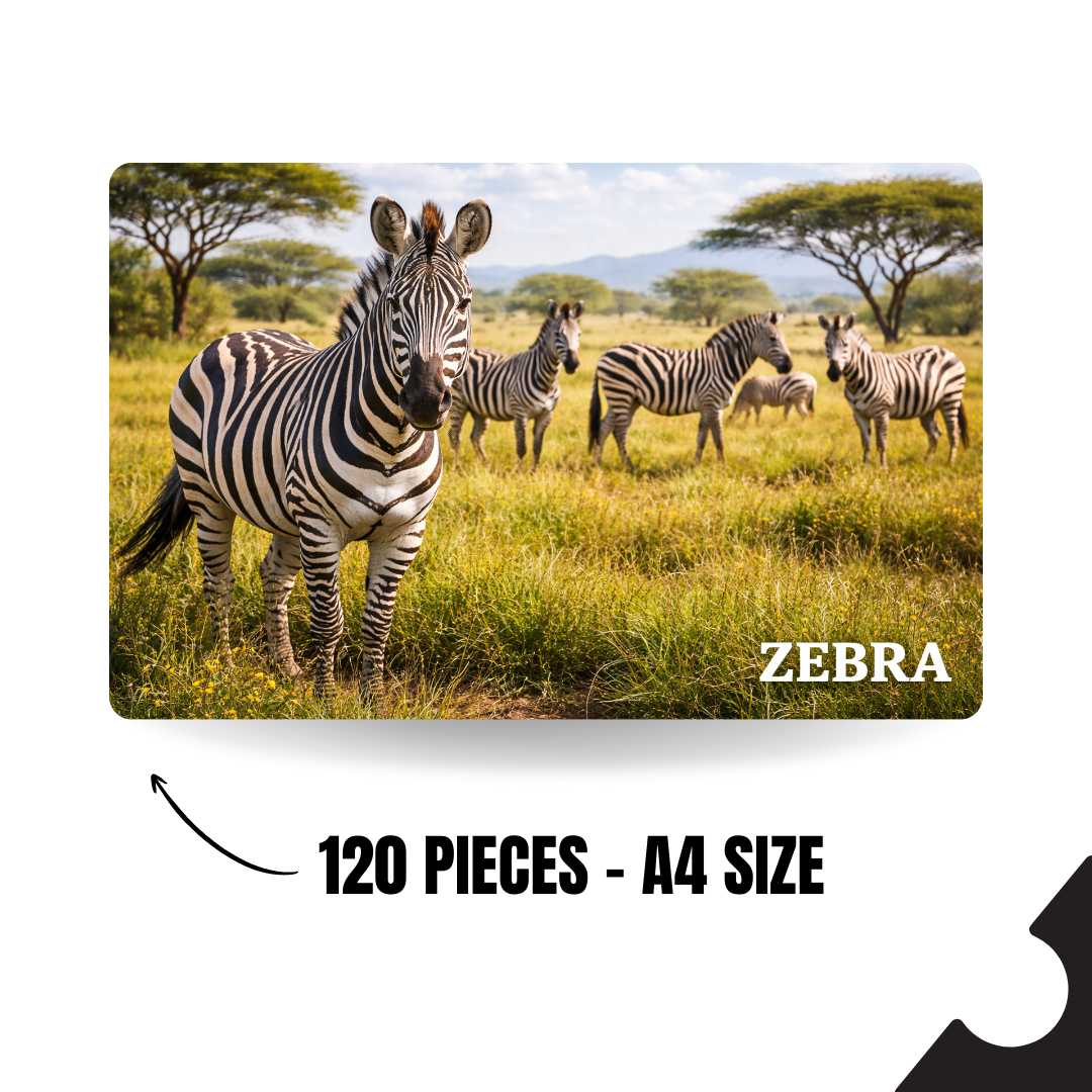 Wild Animal - ZEBRA - 120 Pieces Puzzle A4